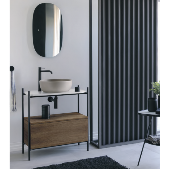 Έπιπλο Scarabeo Laila 75 / Hi-Box 27031512-NROP4189 Pearl (Λευκό Ματ) / Rovere Χωρίς Νιπτήρα (Χωρίς οπή Μπαταρίας)